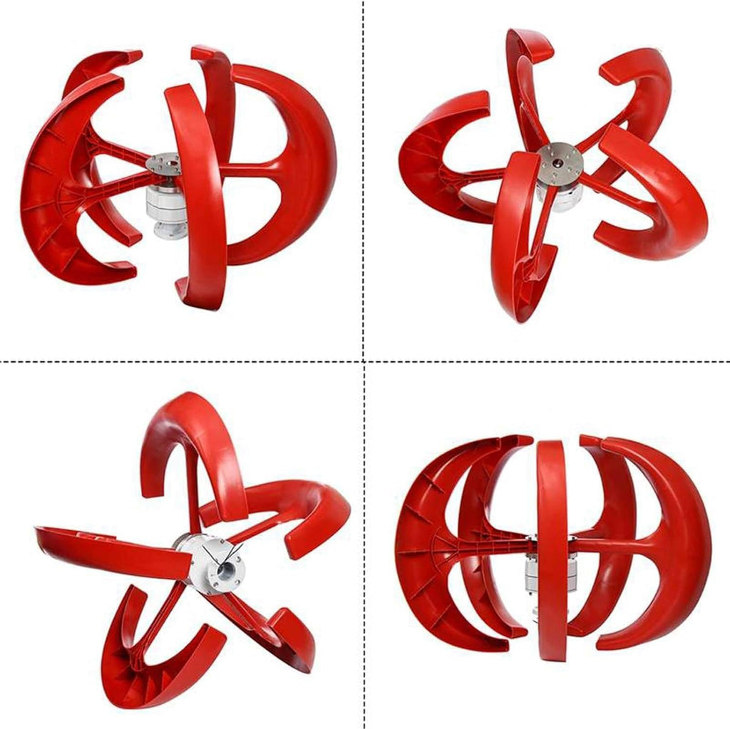 400W 600W 800W 1000W 1200W No Noise Wind Power Turbines Generator Kit, 12V 24V 5 Blades Windmill Lantern Vertical Axis Wind Turbine Generator for Home Hybrids Streetlight,12V-600W