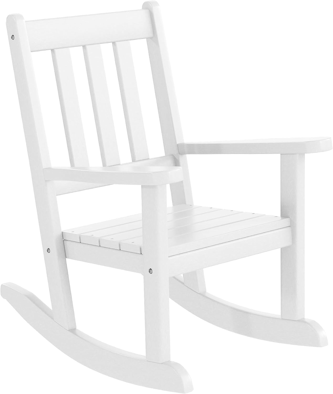 WestinTrends Malibu 3-Piece Kids Outdoor Rocking Chairs Set with Kids Square Side Table, White