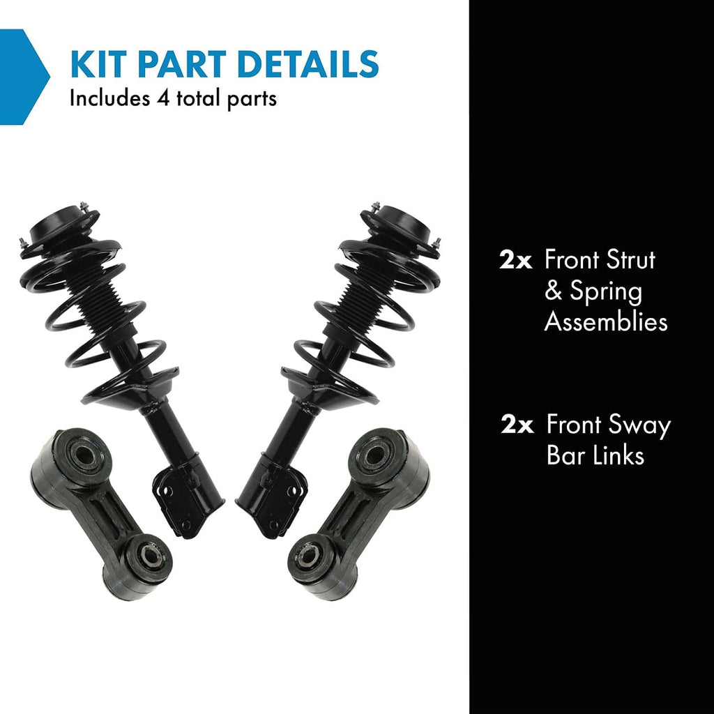 TRQ Front Suspension Kit Complete Strut & Coil Spring Assembly Sway Bar Stabilizer Link Compatible with 2003-2004 Subaru Legacy