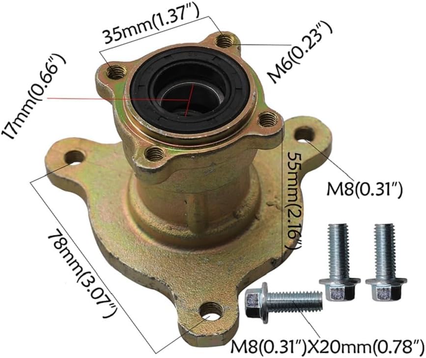 Hydraulic Rear Foot Brake Caliper with Front Wheel Hub & Steering Knuckle Kit for Go Kart ATV UTV Quad Buggy Drift Trike Mobility Off-Road