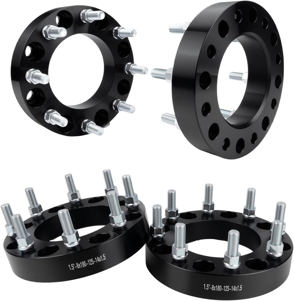 8x180mm Wheel Spacers 1.5 inch 125mm Hub Bore M14x1.5 Studs Aluminum CNC Wheel Adapters 4pcs Car Wheel Accessories Parts Fit for Silverado Sierra 2500HD 3500HD 2011-2019