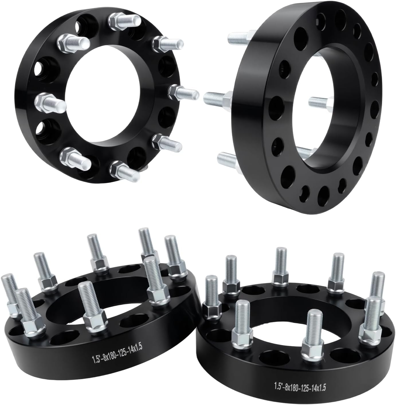 8x180mm Wheel Spacers 1.5 inch 125mm Hub Bore M14x1.5 Studs Aluminum CNC Wheel Adapters 4pcs Car Wheel Accessories Parts Fit for Silverado Sierra 2500HD 3500HD 2011-2019