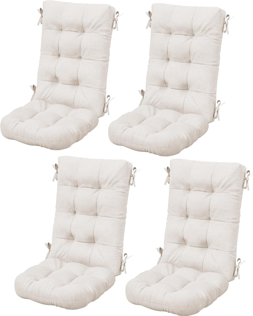 SERWALL HDPE Outdoor Rocking Chair Cushion Set of 4, Memory Foam Cushion Beige