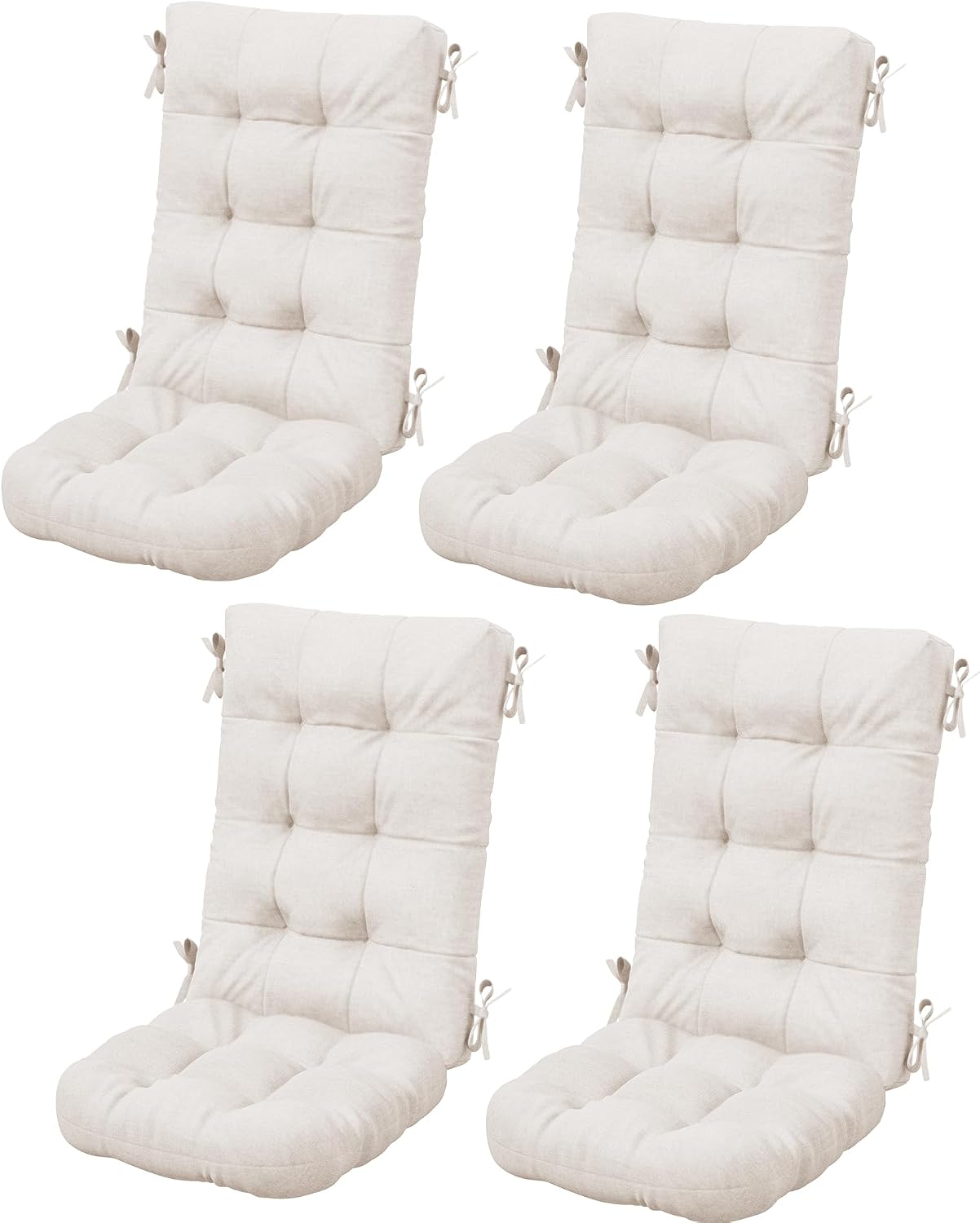 SERWALL HDPE Outdoor Rocking Chair Cushion Set of 4, Memory Foam Cushion Beige