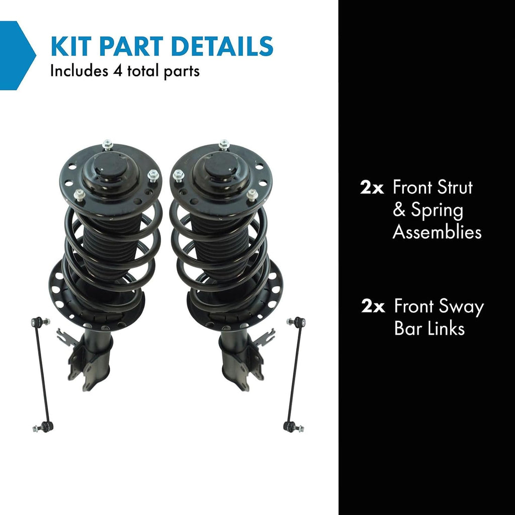 TRQ Front Suspension Kit Complete Strut & Coil Spring Assembly Sway Bar Stabilizer Link for 2003-2011 Saab 9-3