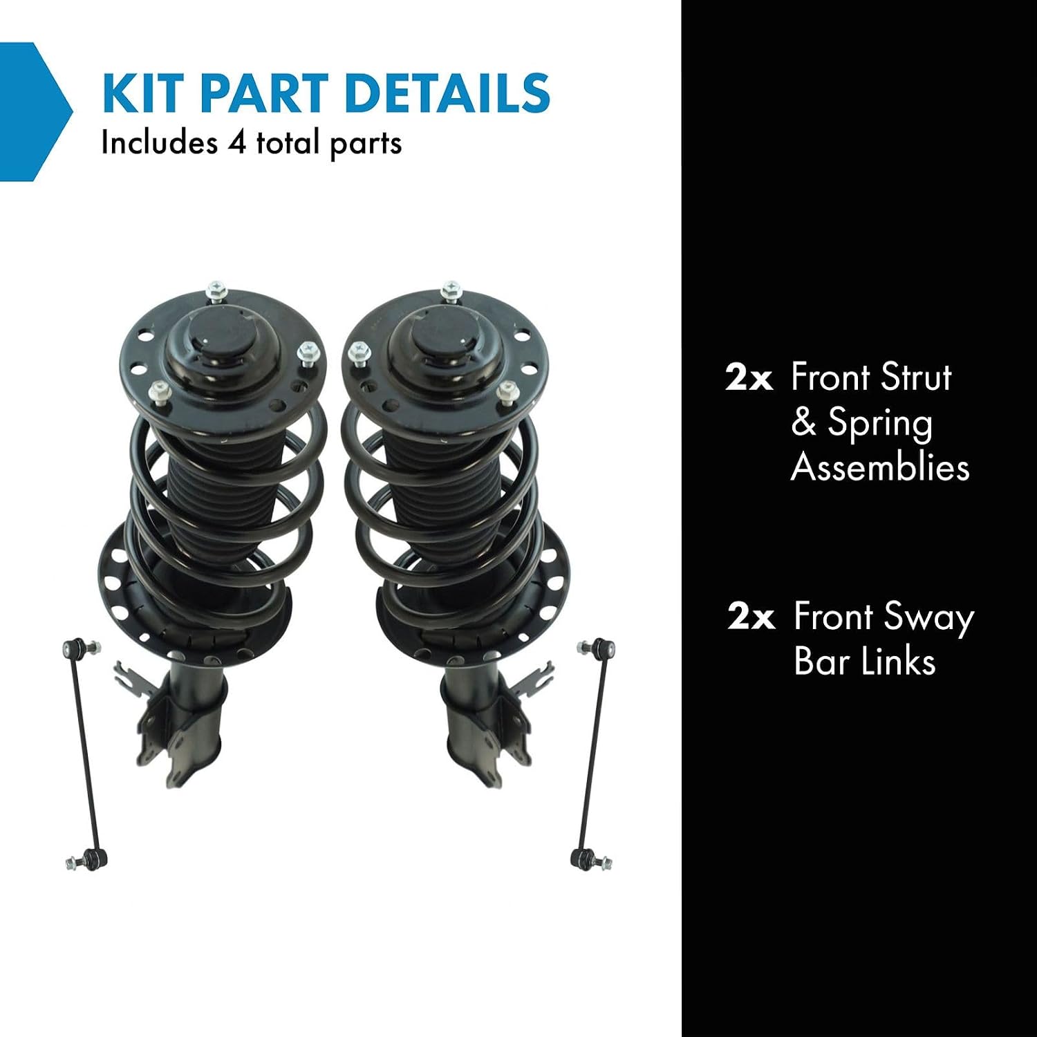TRQ Front Suspension Kit Complete Strut & Coil Spring Assembly Sway Bar Stabilizer Link for 2003-2011 Saab 9-3