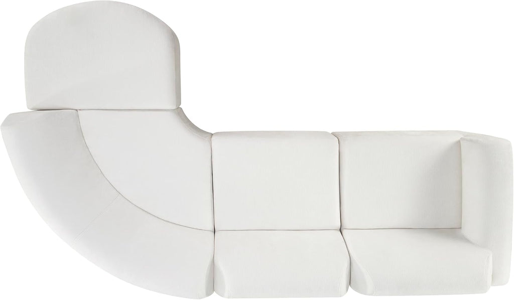 Merax Modern Curved Sectional Sofa with Ottoman, Couch 4-Piece Set High-Density Compressed Sponge, Fully Assembled, Right Hand Facing, Plush Deep Seat for Living Room, Lounge, Apartment, Beige
