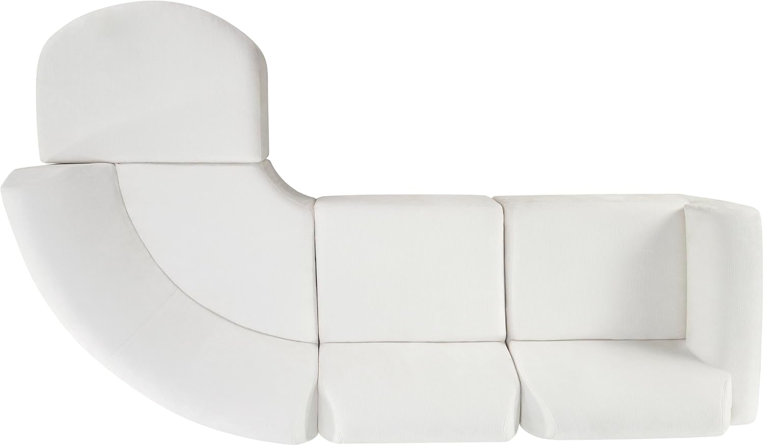 Merax Modern Curved Sectional Sofa with Ottoman, Couch 4-Piece Set High-Density Compressed Sponge, Fully Assembled, Right Hand Facing, Plush Deep Seat for Living Room, Lounge, Apartment, Beige