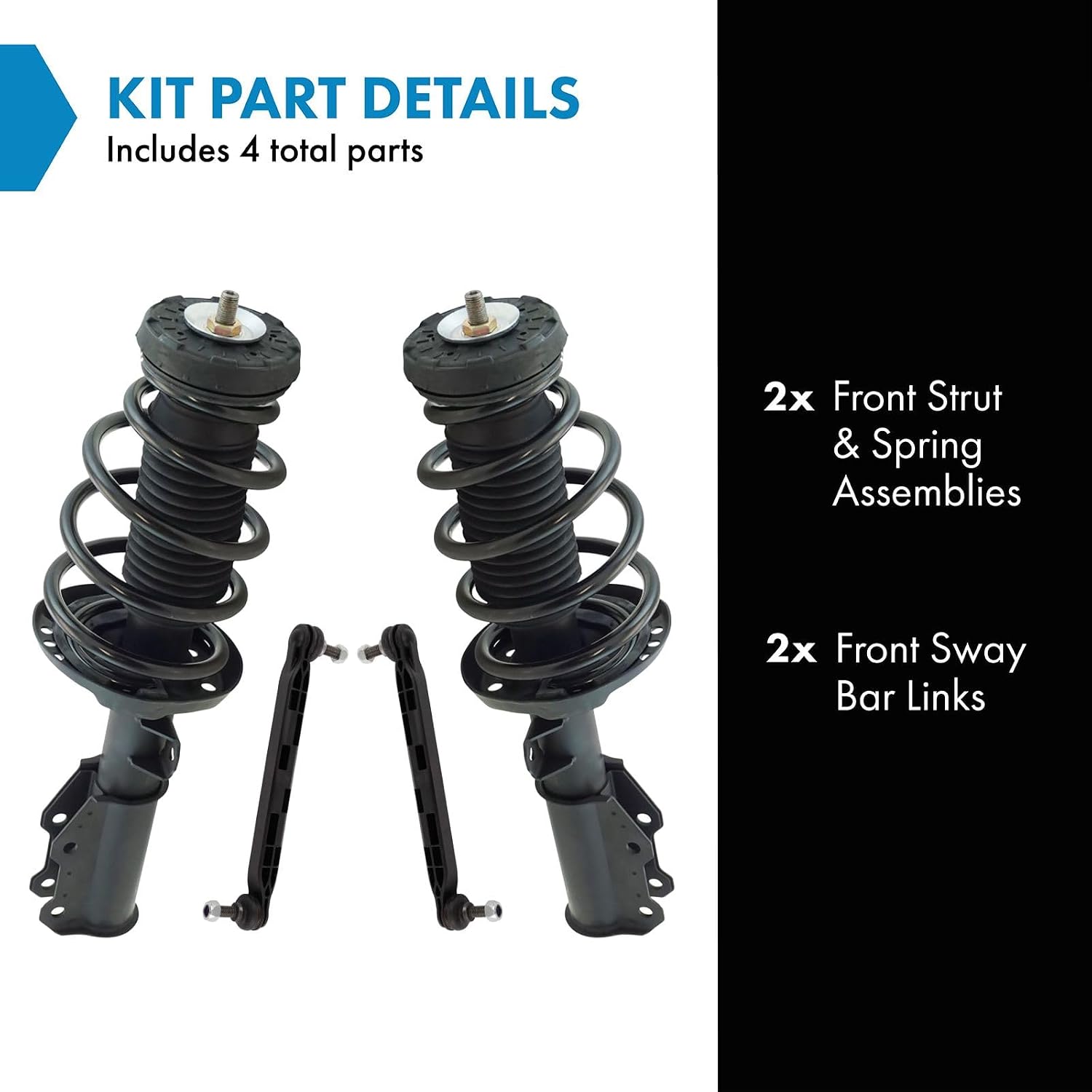 TRQ Front Suspension Kit Complete Strut & Coil Spring Assembly Sway Bar Stabilizer Link Compatible with 2012-2016 Buick LaCrosse