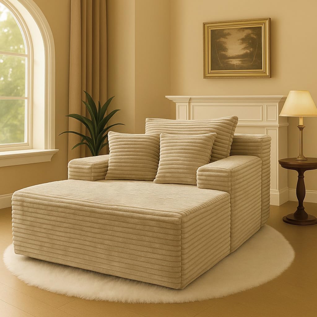 COMHOMA 105'Modular Sectional Sofa with Deep Seat,Cloud Upholstered L-Shape Couch Wide Arms Corduroy Fabric High-Density Foam Chaise Lounge for Living Room No Assembly Required