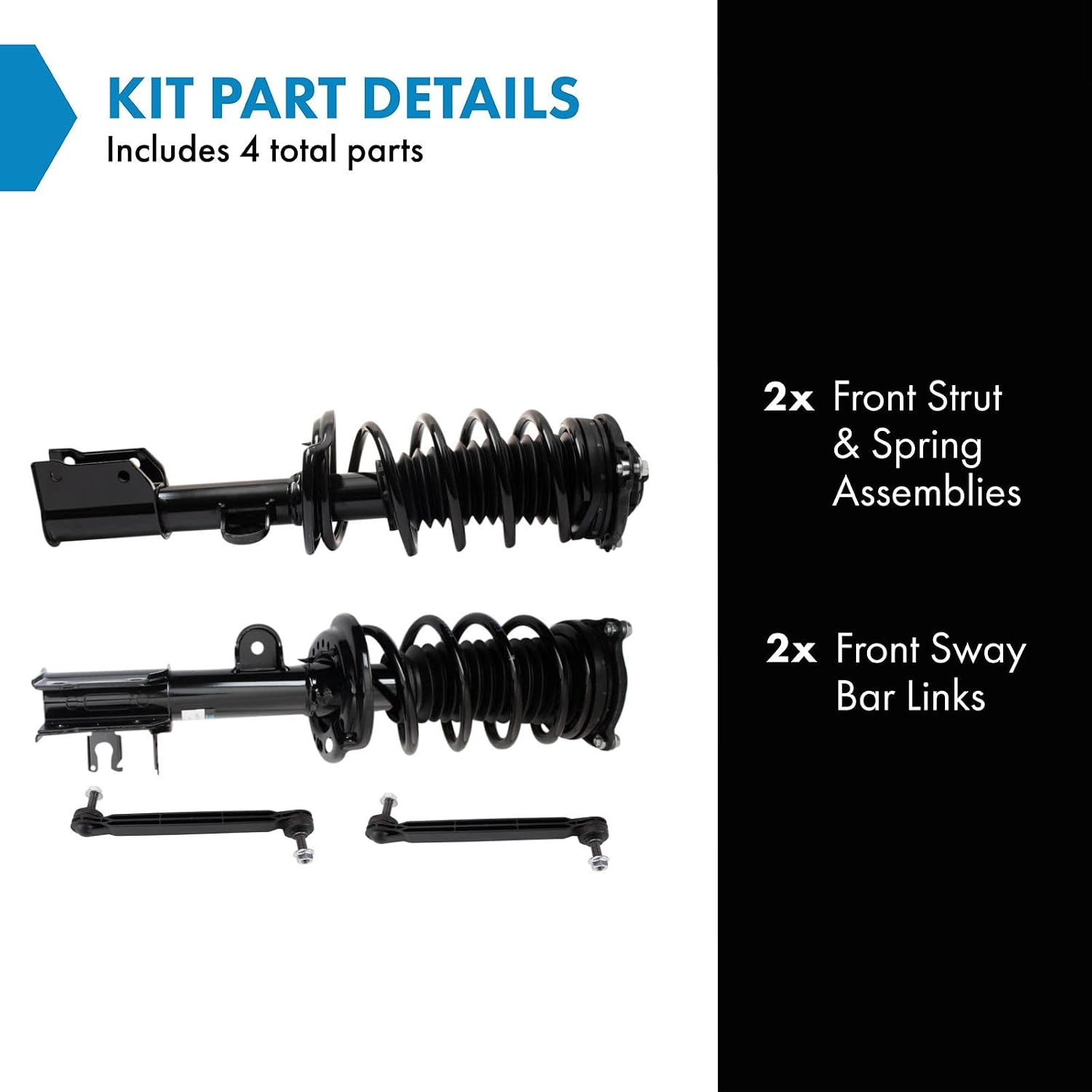 TRQ Front Suspension Kit Complete Strut & Coil Spring Assembly Sway Bar Stabilizer Link for 2015-2021 Jeep Renegade