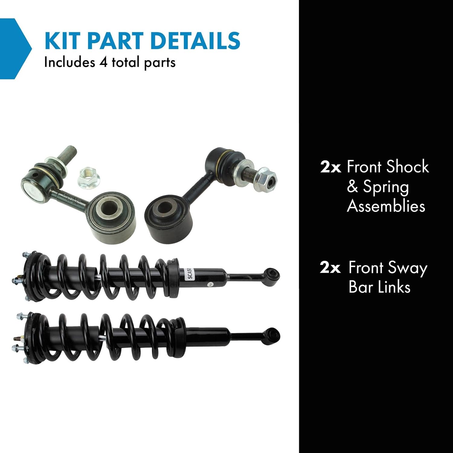 TRQ Front Suspension Kit Shock & Spring Strut Assembly Sway Bar Stabilizer Link Compatible with 2008-2022 Toyota Sequoia