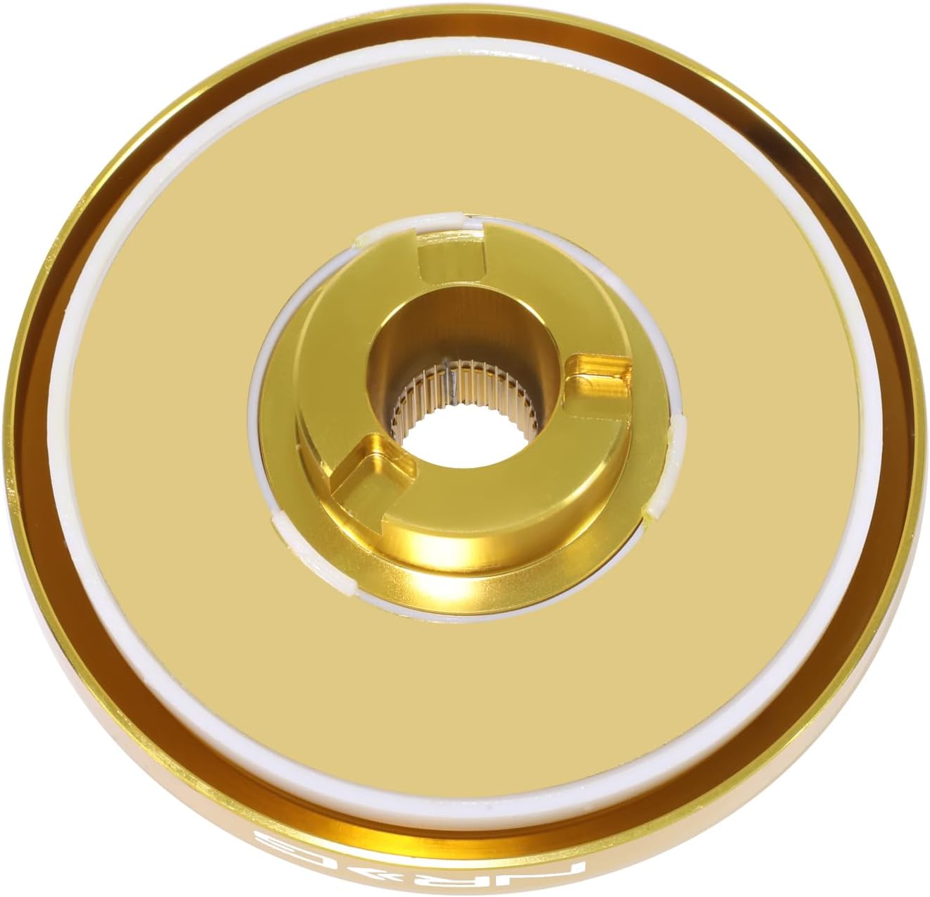 NRG Innovations Racing Style Steering Wheel Short Hub, Lockable Aluminum Steering Shaft, 6x70mm Bolt Pattern Quick Release Adapter Unit, For Mitsubishi/Subaru, Chrome Gold, NRG-SRK-100H-CG