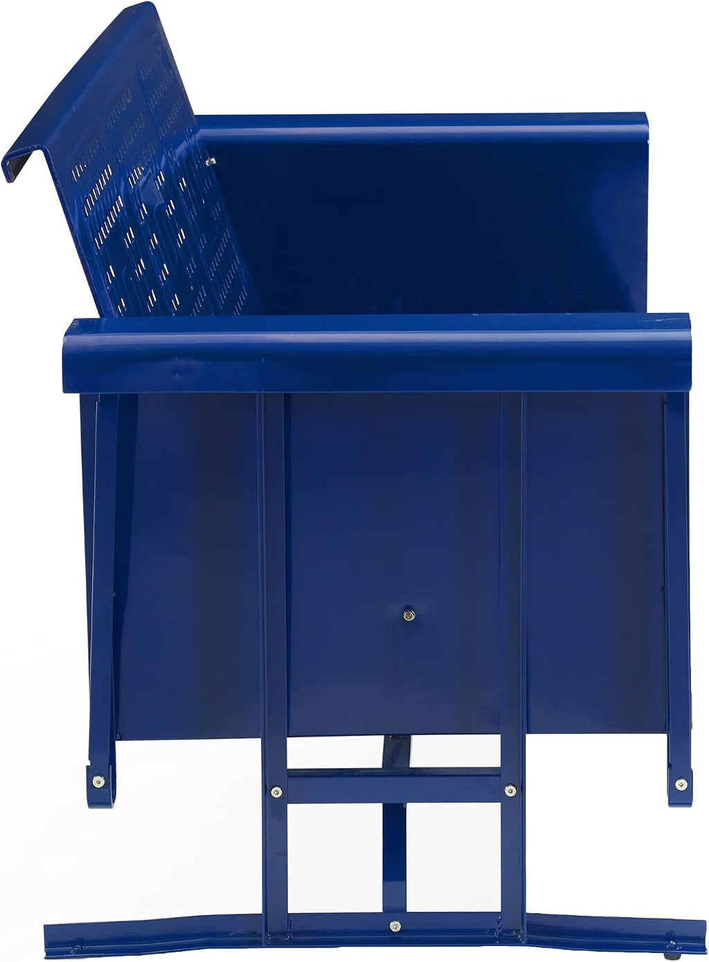 Crosley Furniture Bates Retro Metal Outdoor Sofa Glider, 3-Person Rocking Patio Bench for Porch, Deck, Navy Gloss