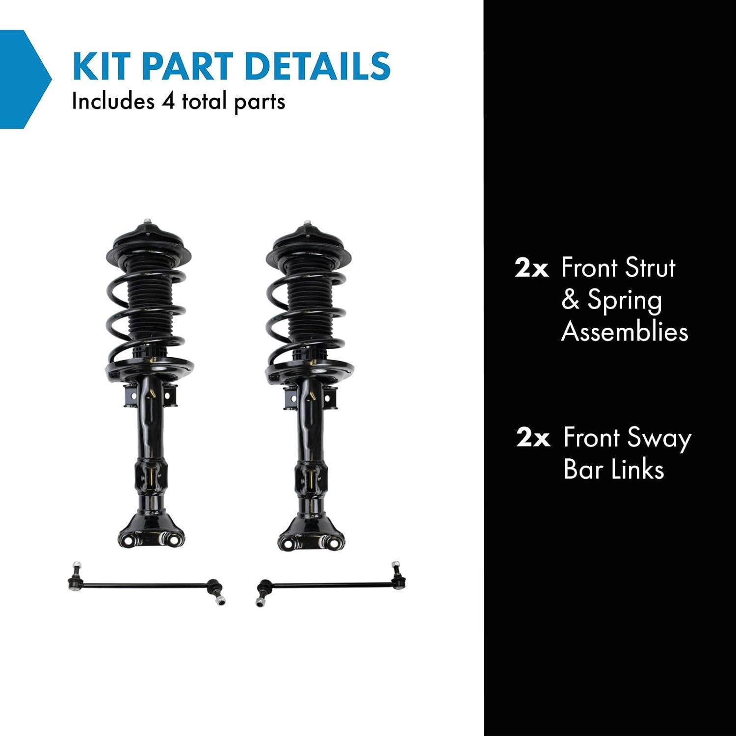 TRQ Front Suspension Kit Complete Strut & Coil Spring Assembly Sway Bar Stabilizer Link Compatible with 2010-2014 Mercedes-Benz E350 2015-2017 E400 RWD Rear Wheel Drive
