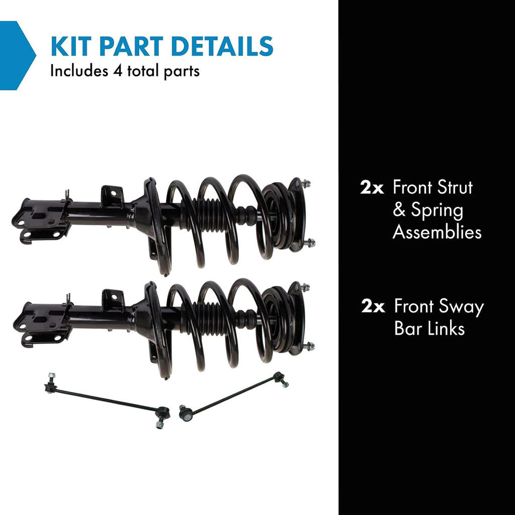 TRQ Front Suspension Kit Complete Strut & Coil Spring Assembly Sway Bar Stabilizer Link Compatible with 2007-2012 Hyundai Veracruz