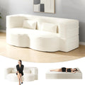 78' Twin Size Convertible Folding Sleeper Sofa Bed, Modern Corduroy Futon Sofa Bed with Pillow, Foam Mattress Loveseat Cloud Couch, No Assembly Floor Couches for Living Room, Playroom, Apartment Beige
