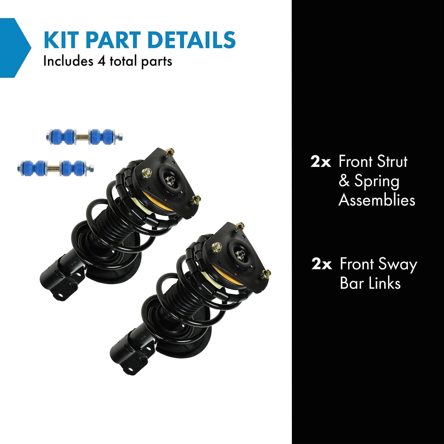 TRQ Front Suspension Kit Complete Strut & Coil Spring Assembly Sway Bar Stabilizer Link Compatible with 97-09 Buick 00-13 Chevrolet 97-03 Pontiac
