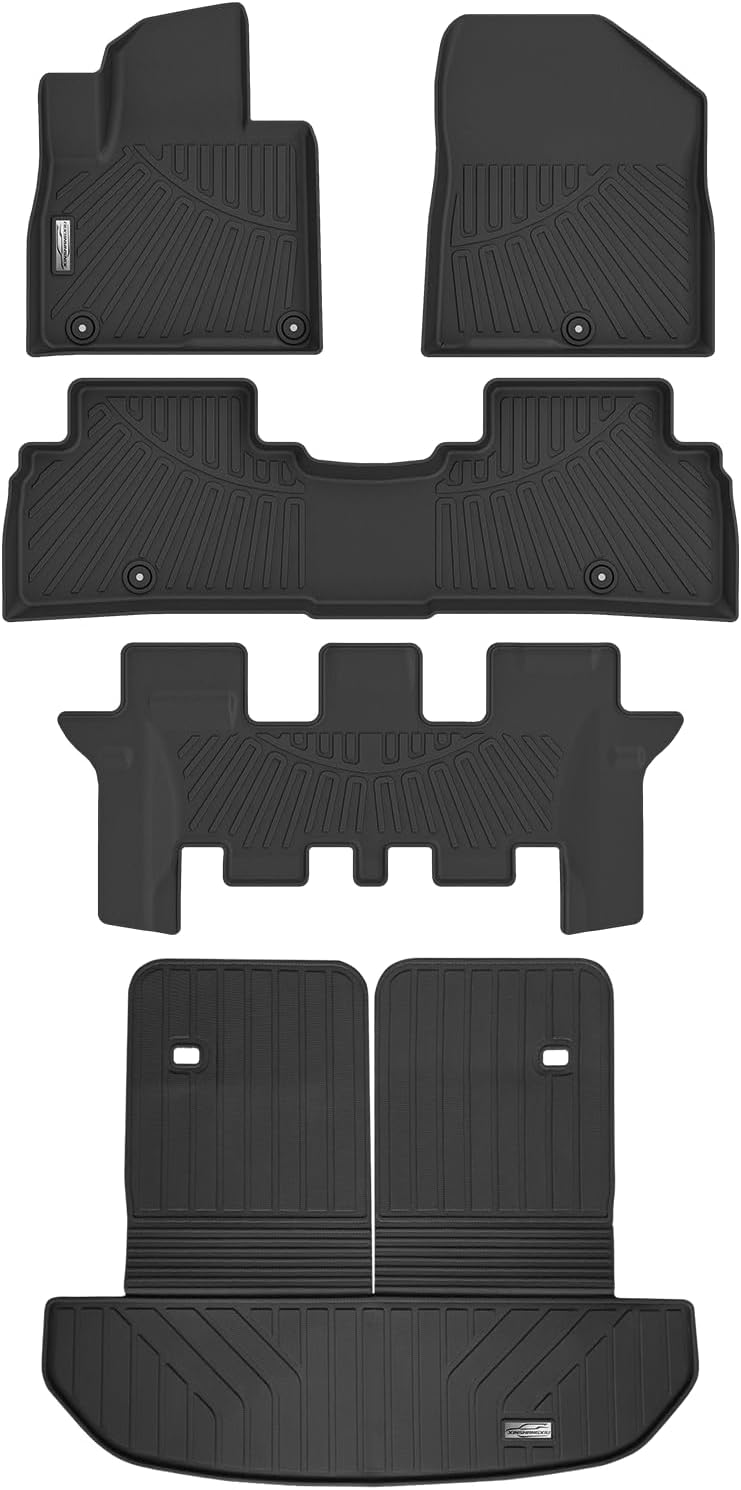 Floor Mats & Cargo Liner for KIA Sorento 2020 2019 2018 2017 2016,1st & 2nd & 3rd Row with Trunk mat Full Set,TPE All Weather Mats(Only Fits 7 Passenger Models)
