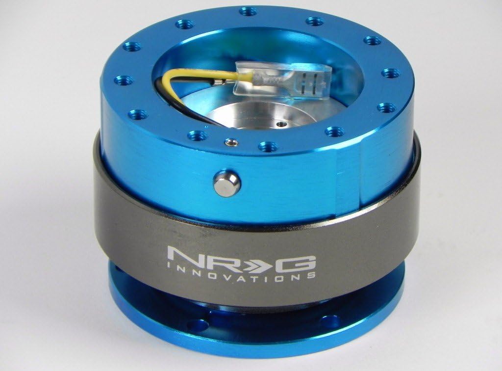 NRG Innovations Gen 2.0 Steering Wheel Quick Release Adapter 6-HOLE with Mounting Bolts (New Blue Body/Titanium Chrome Ring), NRG-SRK-200NB