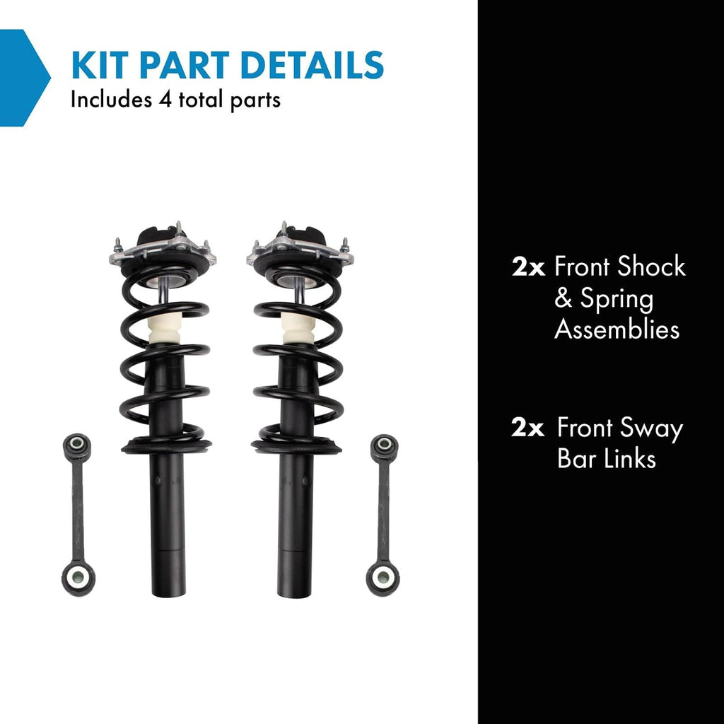 TRQ Front Suspension Kit Shock & Spring Strut Assembly Sway Bar Stabilizer Link Compatible with 2012-2018 Audi A6 A6 Quattro A7 Quattro