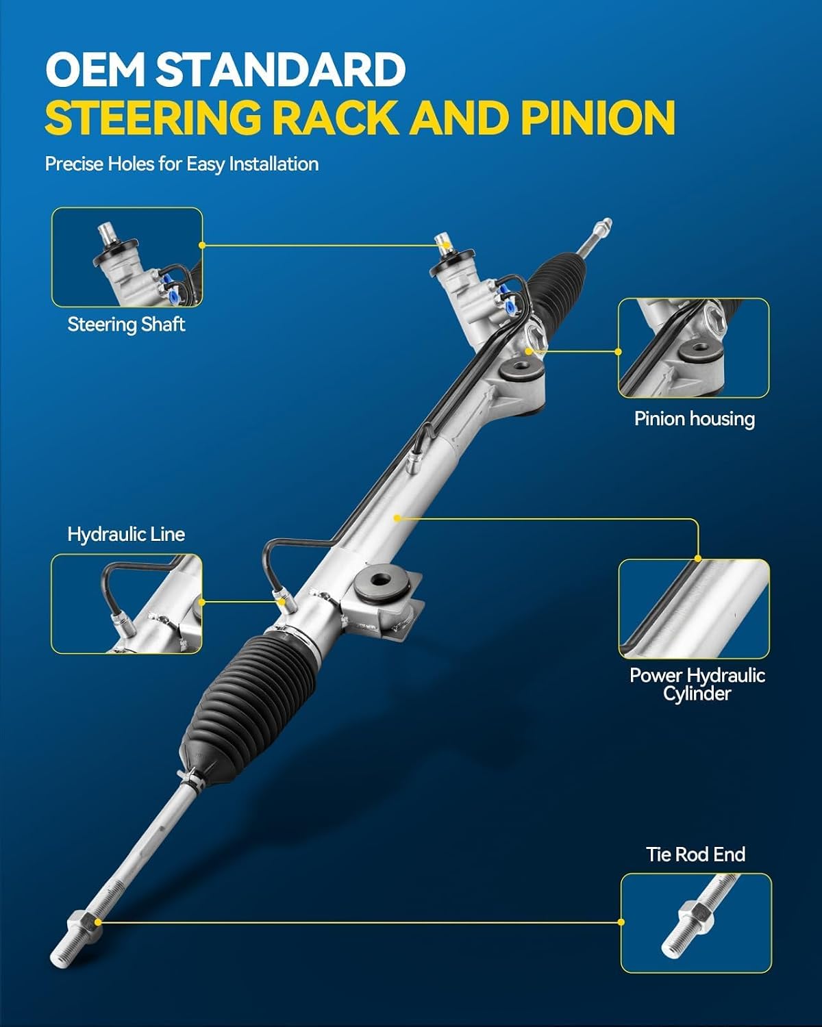PHILTOP Hydraulic Power Steering Rack & Pinion Kit for 2004-2008 F-150/Mark LT 4WD, Only for 4WD, with Outer Tie Rod Ends, Replace# 22-279