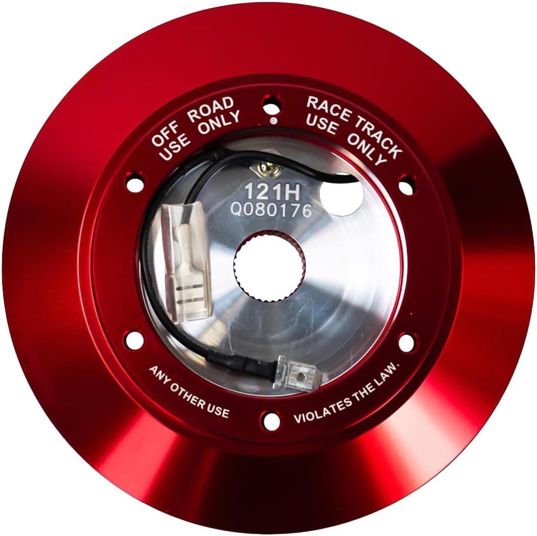 NRG Innovations Racing Style Steering Wheel Short Hub, Lockable Aluminum Steering Shaft, 6x70mm Bolt Pattern Quick Release Adapter Unit, Compatible For 85-05 Toyota/Lexus, Red, NRG-SRK-121H-RD