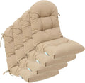 QILLOWAY Outdoor High Back Chair Cushion for Adirondack, All Weather Rocking Chair Cushions Thick Padded Replacement for Patio Furniture Set of 4,Beige,Sand,Camel