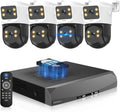 《Dual Lens & Auto Tracking》4K PoE Security Camera System Outdoor, PTZ Video Surveillance Cameras Systems, Surveillance DVR Kits