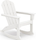 SERWALL Outdoor Adirondack Rocking Chair, All-Weather HDPE Adirondack Rocker Chair, Front Porch Rocker Chairs for Patio Lawn Porch Deck, White