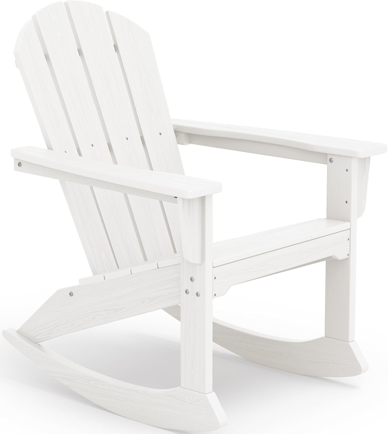 SERWALL Outdoor Adirondack Rocking Chair, All-Weather HDPE Adirondack Rocker Chair, Front Porch Rocker Chairs for Patio Lawn Porch Deck, White