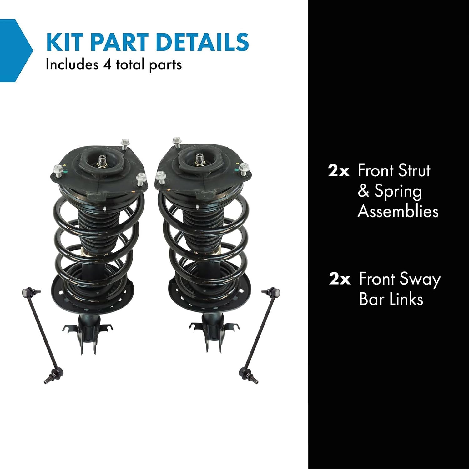TRQ Front Suspension Kit Complete Strut & Coil Spring Assembly Sway Bar Stabilizer Link Compatible with 2011-2017 Nissan Juke