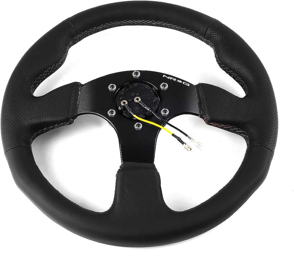 NRG Innovations RST-012R 320mm Race Style Leather Steering Wheel with Black stitch
