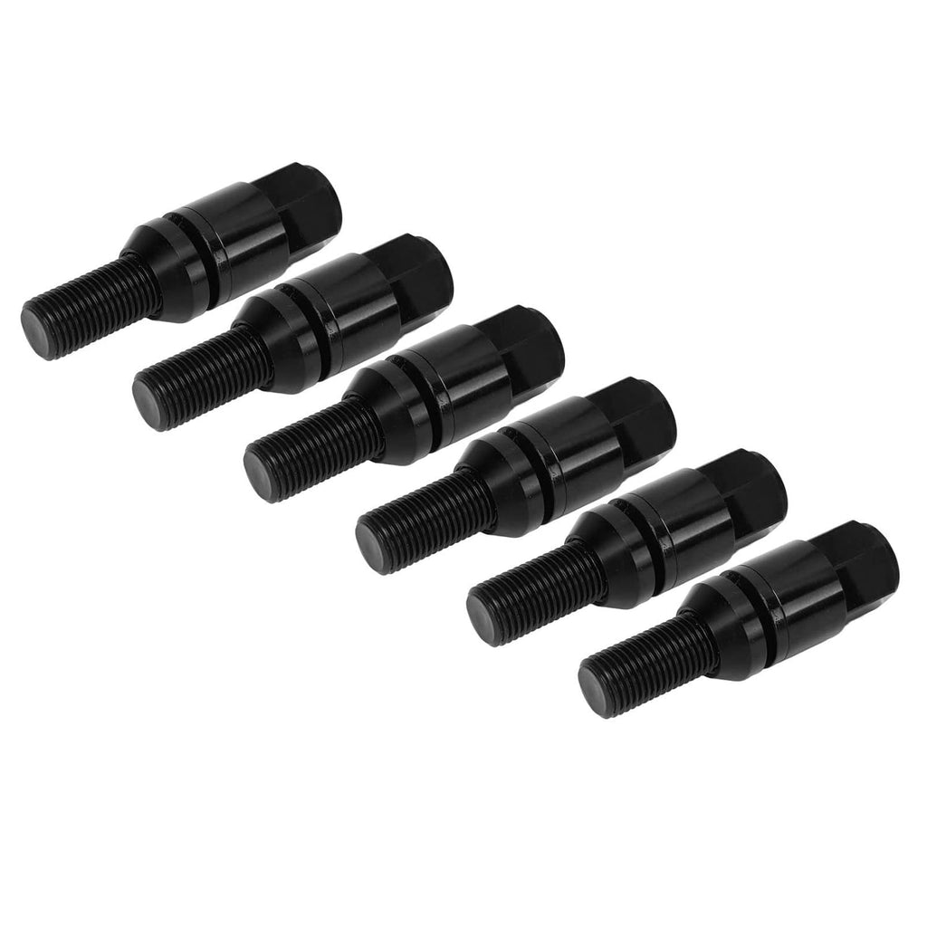 Brilluxa Wheel Bolts, 20PCS M14x1.5 Cone Seat Taper Lug Nuts Black, Universal Car Wheel Bolt Set Auto Tire Fastener Kit for Vehicle Wheel Installation