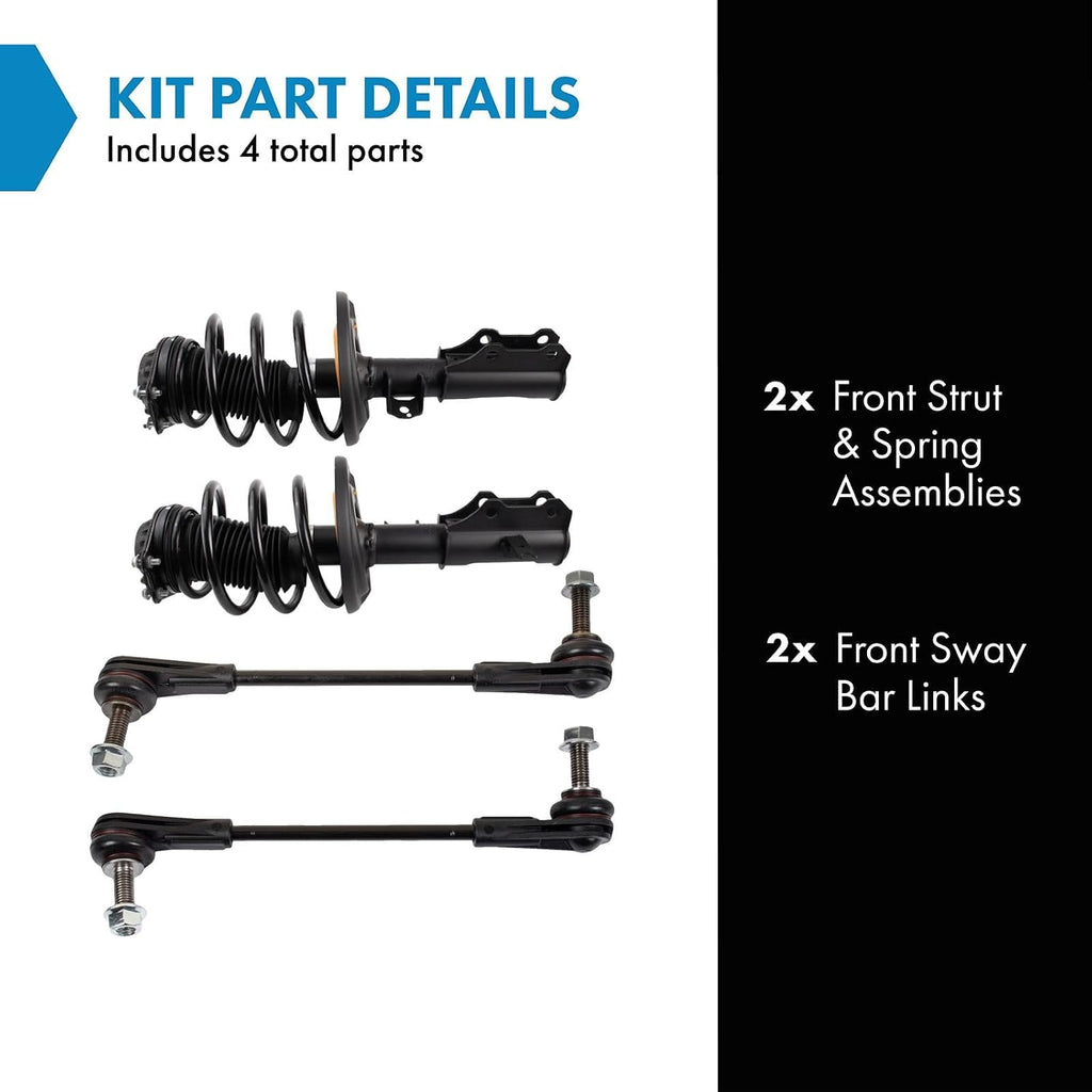 TRQ Front Suspension Kit Complete Strut & Coil Spring Assembly Sway Bar Stabilizer Link Compatible with 2016-2022 Chevrolet Malibu
