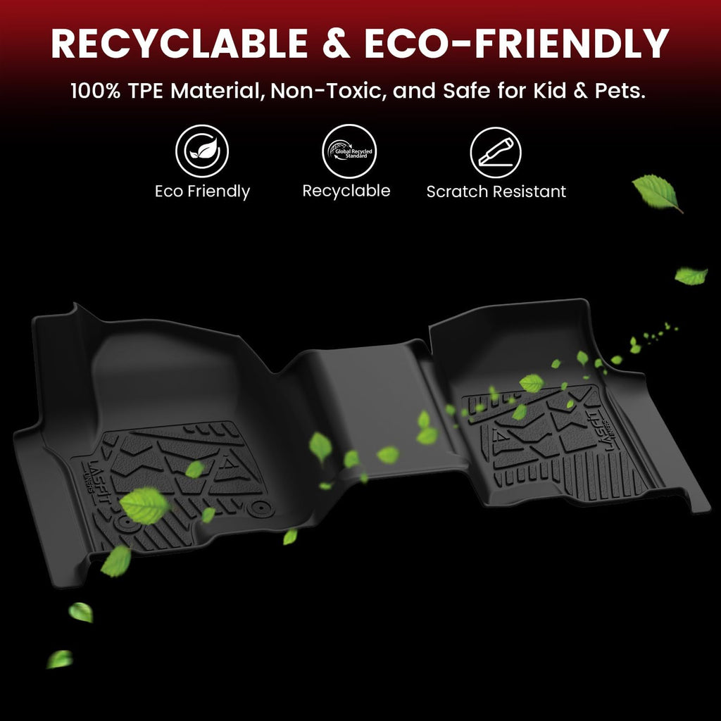 LASFIT Floor Mats 2019-2026 for Chevy Silverado/GMC Sierra 1500, 2020-2026 2500HD 3500HD, Only Double Cab/Bench Seat (Only Fit with Rear Under-Seat Storage, But Not Fit 2nd Row Plastic Storage)