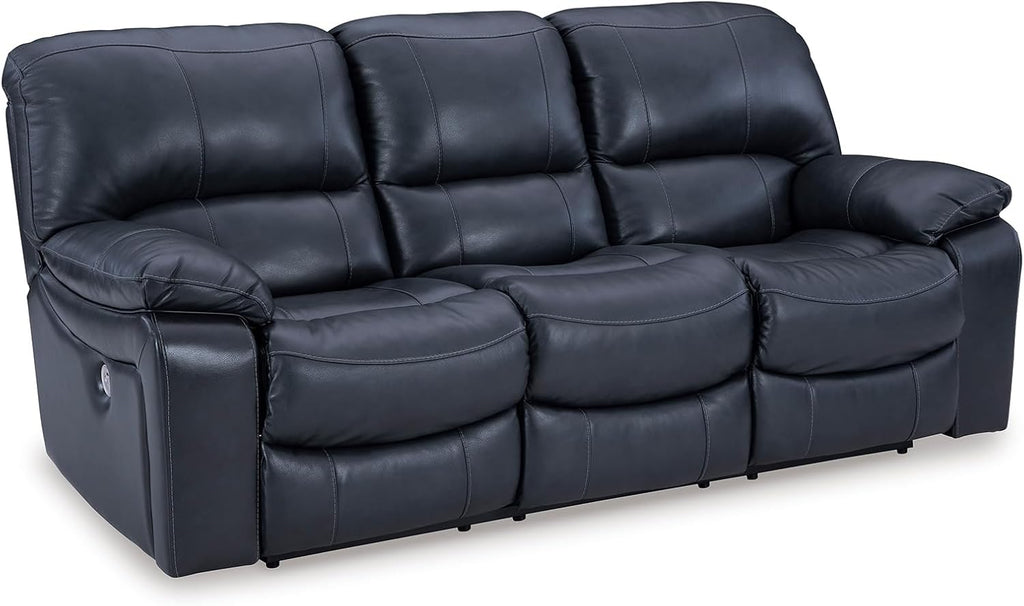 Signature Design by Ashley Leesworth Power Reclining Sofa, Leather Match Wall Hugger Reclining Sofa with One-Touch Power, Zero-Draw USB, 3 Seat Recliner Couch for Living Room, Brown