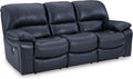 Signature Design by Ashley Leesworth Power Reclining Sofa, Leather Match Wall Hugger Reclining Sofa with One-Touch Power, Zero-Draw USB, 3 Seat Recliner Couch for Living Room, Brown