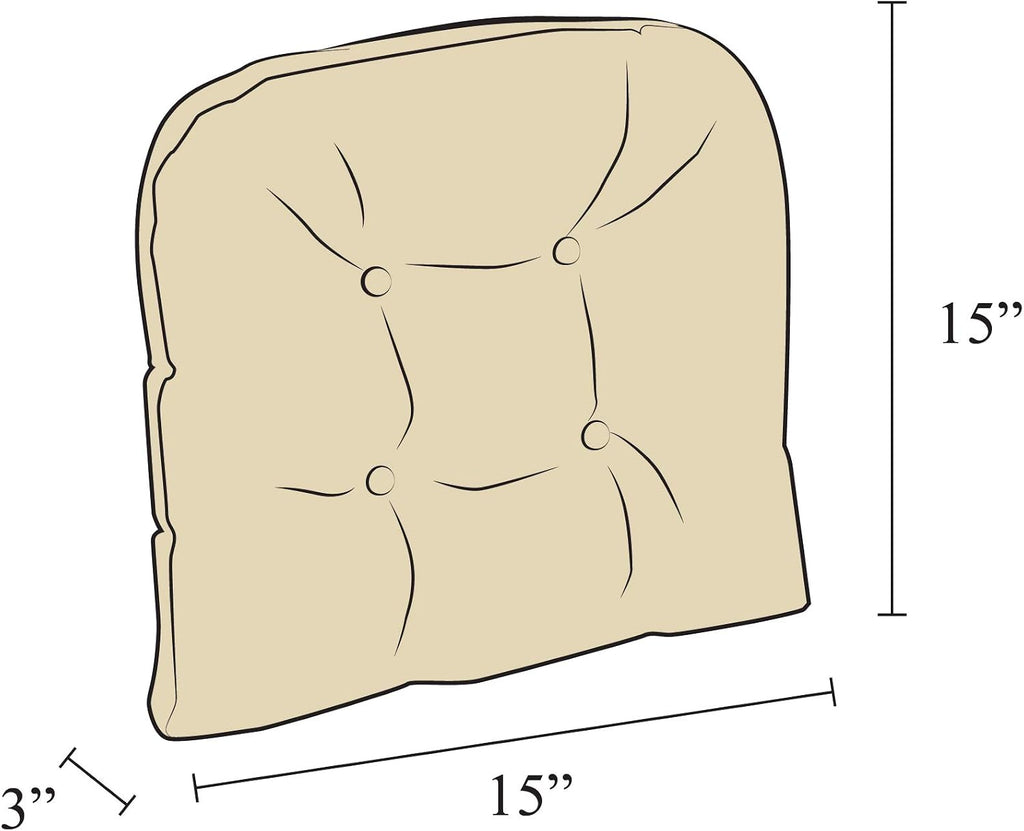 Klear Vu Gripper Overstuffed Universal Non-Slip Dining Chair Cushions for Kitchen Decor or Office Use, U-Shaped Skid-Proof Seat Pad, 15x15 Inches, 8 Count (Pack of 1), Waffle Brown