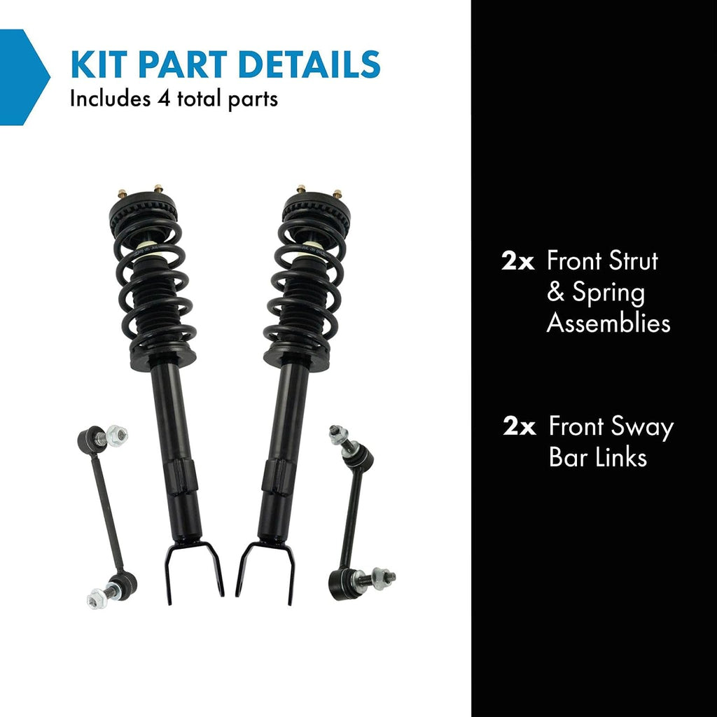 TRQ Front Suspension Kit Complete Strut & Coil Spring Assembly Sway Bar Stabilizer Link Compatible with 2011-2020 Chrysler 300