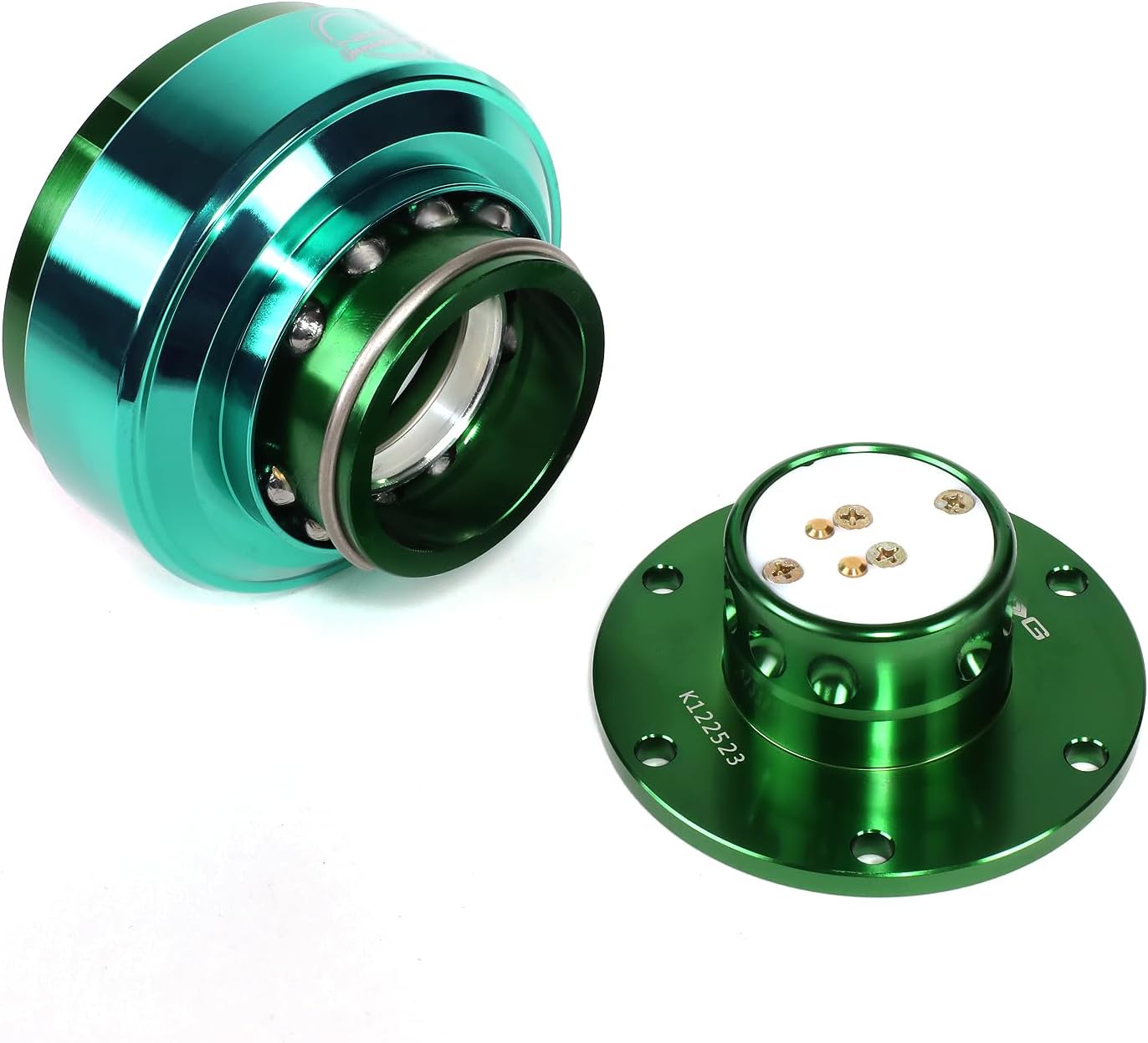 NRG Innovations Gen 2.0 Steering Wheel Quick Release Adapter 6-HOLE with Mounting Bolts, (Green Body/Green Ring) 6-Hole Design, NRG-SRK-200GNGN