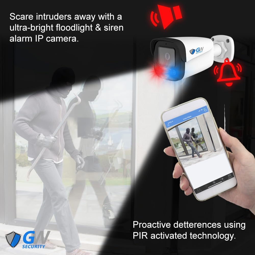 GW Security 16 Channel NVR UltraHD 12MP (4512x2512) Face/Human/Cars/License Plate Detection PoE Security Camera System with 8 x 6K 12MP Full Color Night Vision Waterproof 2-Way Audio Bullet Cameras