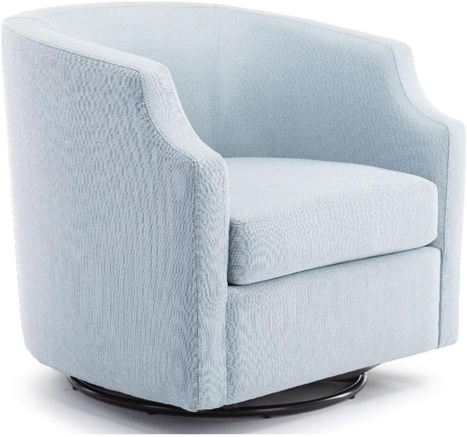Infinity Polyester Fabric Swivel/Rocker Barrel Accent Chair with Pocket Coil Seat Cushion, 360 Degree Swivel, No Assembly Required, in Sky Blue Finish