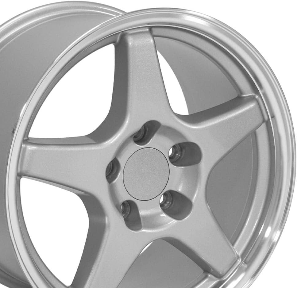 OE Wheels CV01 17 Inch Rim Fits Corvette C4 ZR1 Style 5x120.65 17x9.5 Gloss Silver Machined Lip - Hollander 5035 (1)
