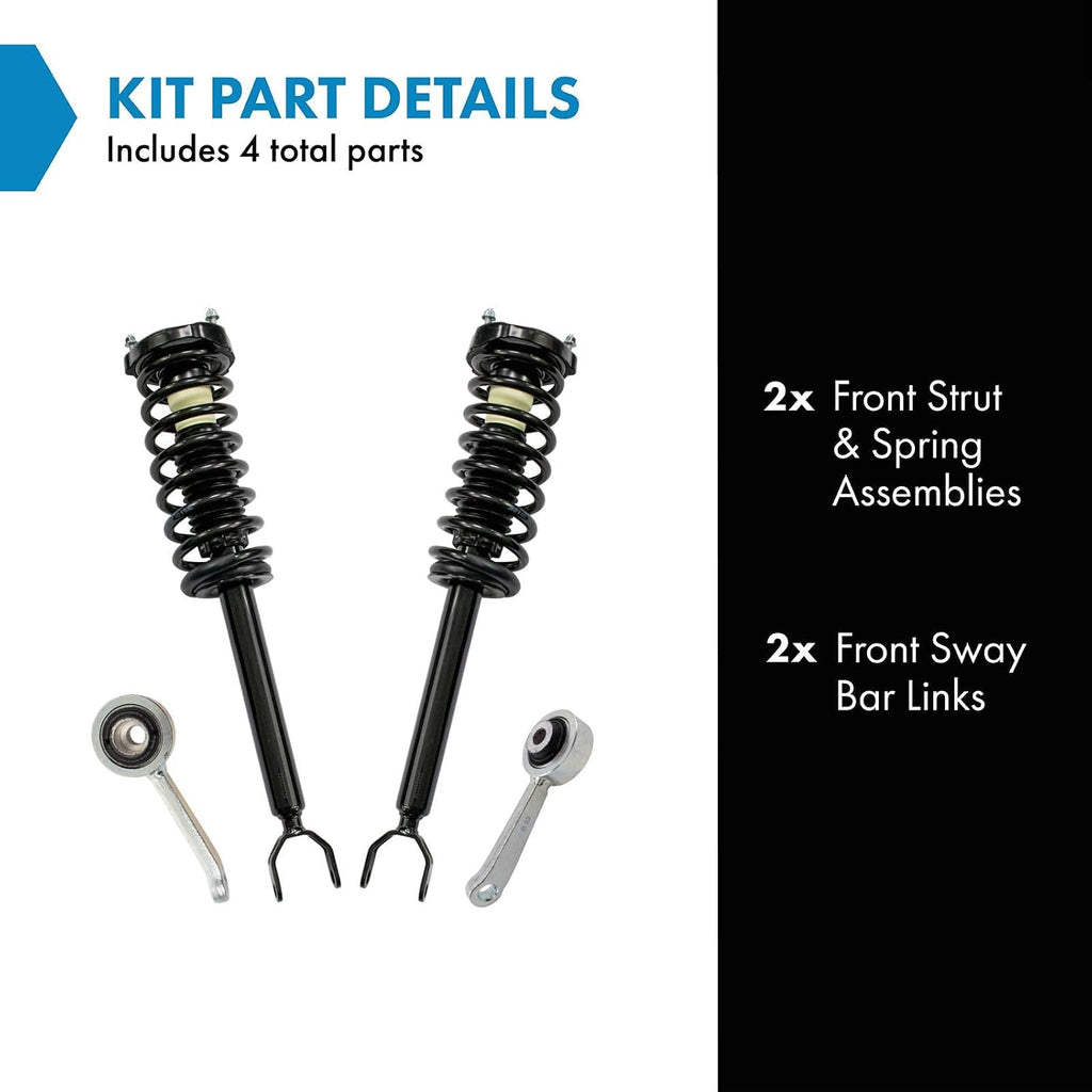 TRQ Front Suspension Kit Complete Strut & Coil Spring Assembly Sway Bar Stabilizer Link Compatible with 03-11 Mercedes-Benz