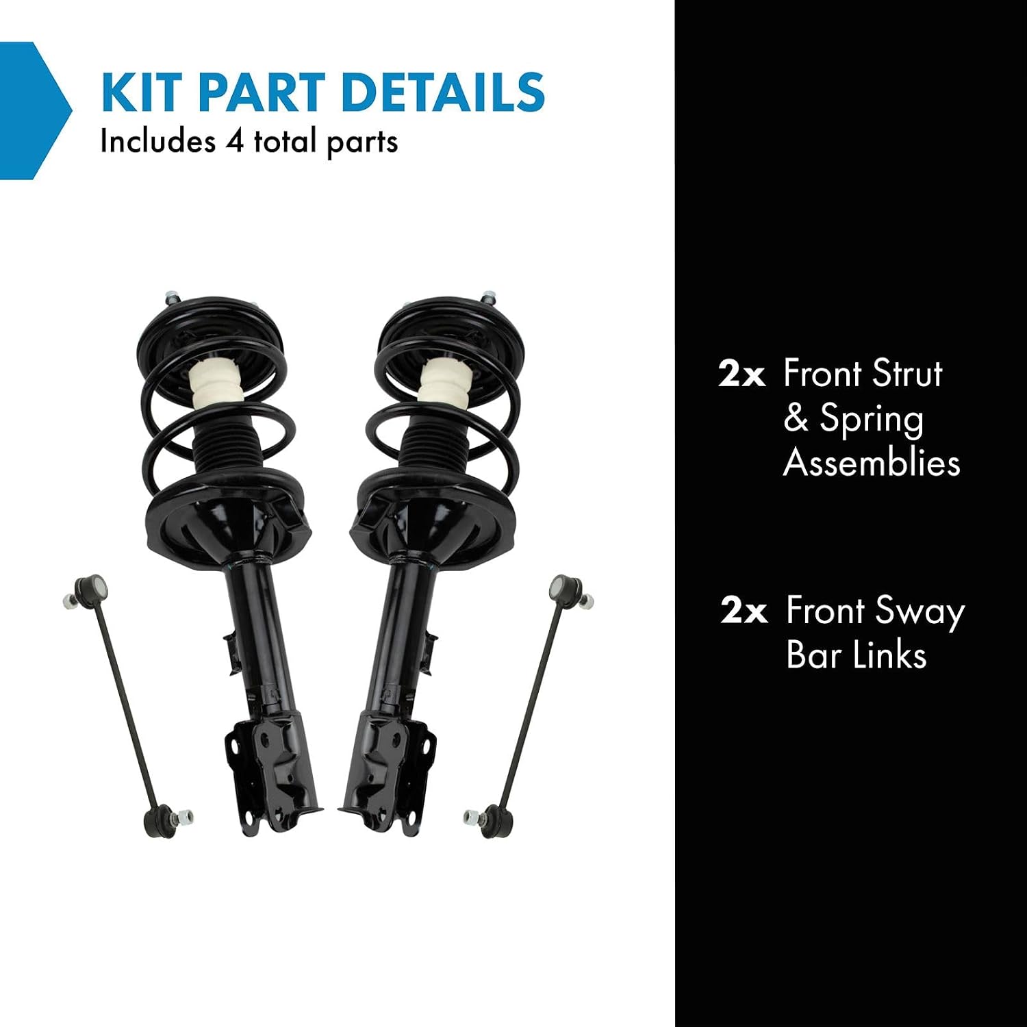 TRQ Front Suspension Kit Complete Strut & Coil Spring Assembly Sway Bar Stabilizer Link Compatible with 2008-2013 Mitsubishi Outlander