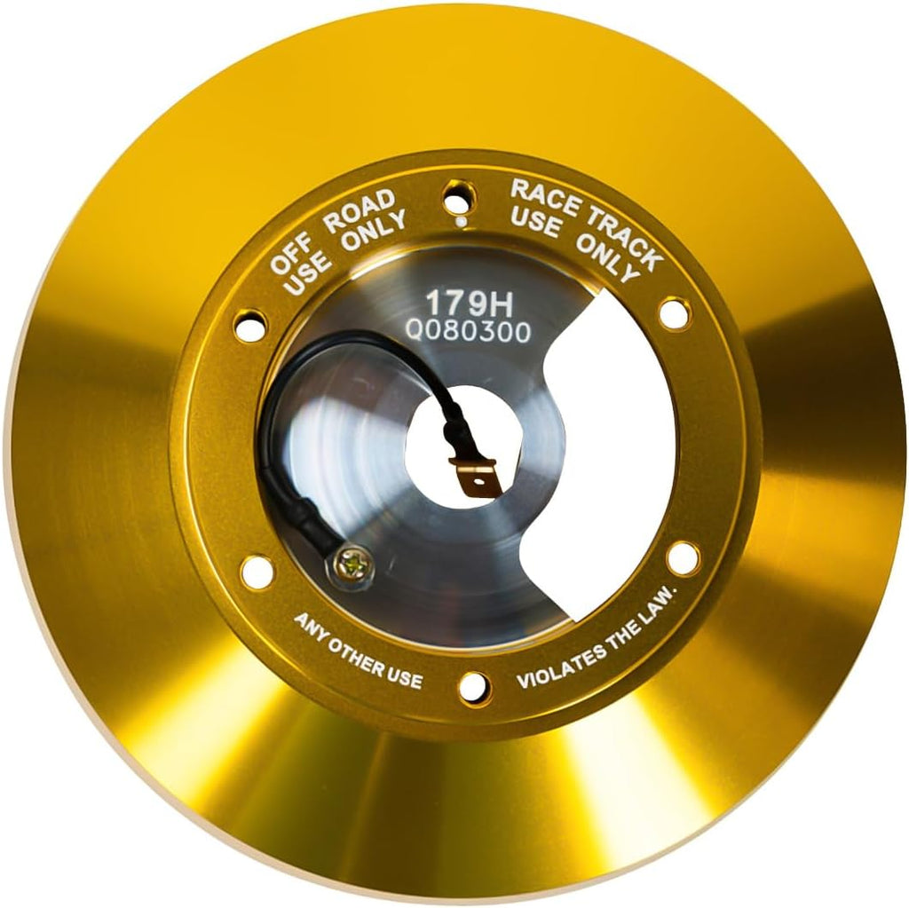 NRG Innovations Racing Style Steering Wheel Short Hub, Lockable Aluminum Steering Shaft, 6x70mm Bolt Pattern Quick Release Adapter Unit,Compatible For 90-04 Mustang, Chrome Gold, NRG-SRK-179H-CG