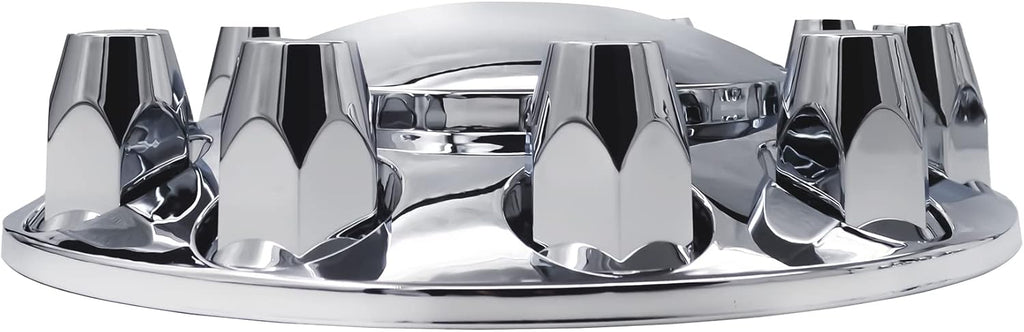 TORQUE Chrome Front and Rear Axle Complete Wheel Cover Set 33mm Screw-on Lug Nut Covers for Semi Trucks (Installation Tool Included) Standart Hub Caps Kit (2 Front & 4 Rear) (TR082)