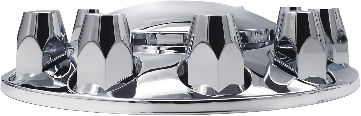 TORQUE Chrome Front and Rear Axle Complete Wheel Cover Set 33mm Screw-on Lug Nut Covers for Semi Trucks (Installation Tool Included) Standart Hub Caps Kit (2 Front & 4 Rear) (TR082)