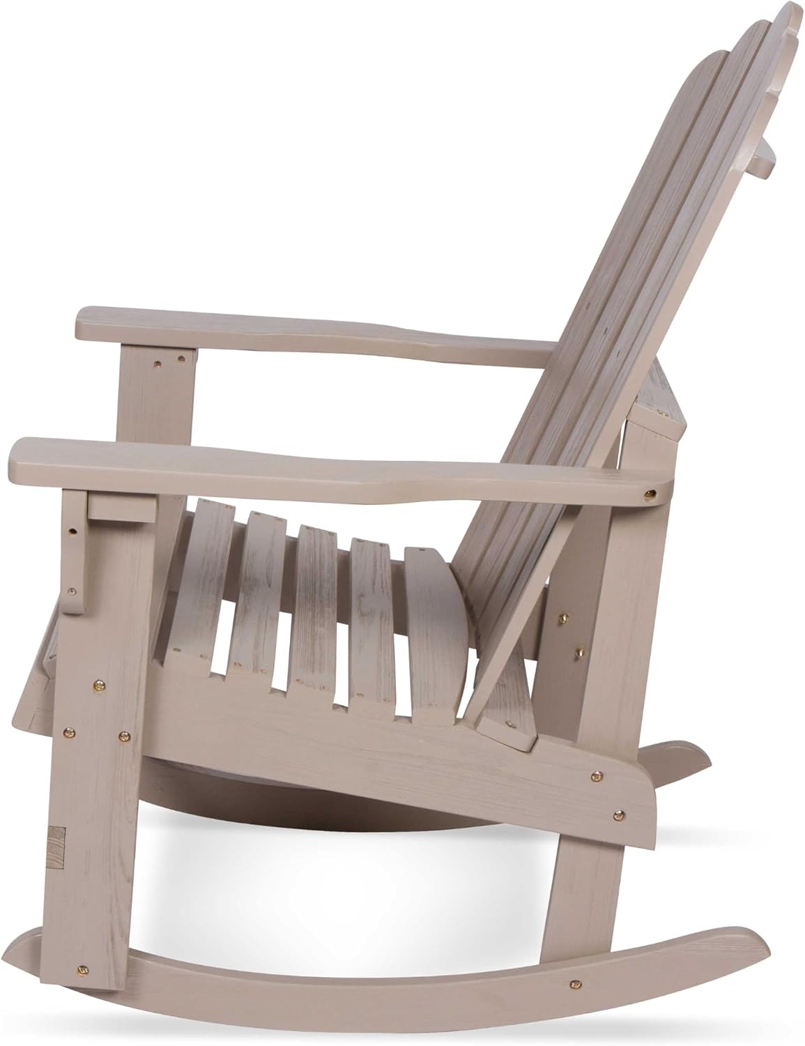 Shine Company Marina Adirondack Porch Rocker, Indoor Outdoor Wood Rocking Chair, Graystone
